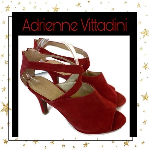 Adrienne Vittadini Red Suede Leather Heels 8.5 - Picture 1 of 7